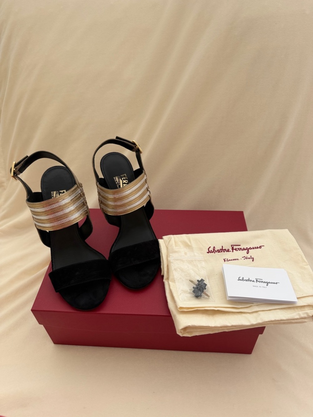 Salvatore Ferragamo Lenny Ankle Strap High Heel Sandals - Picture 14 of 14